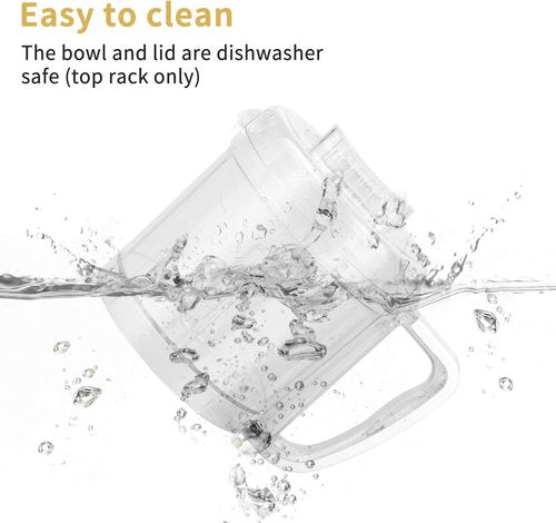 La Reveuse Electric Mini Food Processor - 200 Watts, 2-Cup Bowl for Chopping & Blending | White