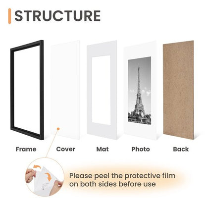 upsimples 16x20 Picture Frame Set of 5, Display Pictures 11x14 with Mat or 16 x 20 Without, Wall Gallery Poster Frames, Black