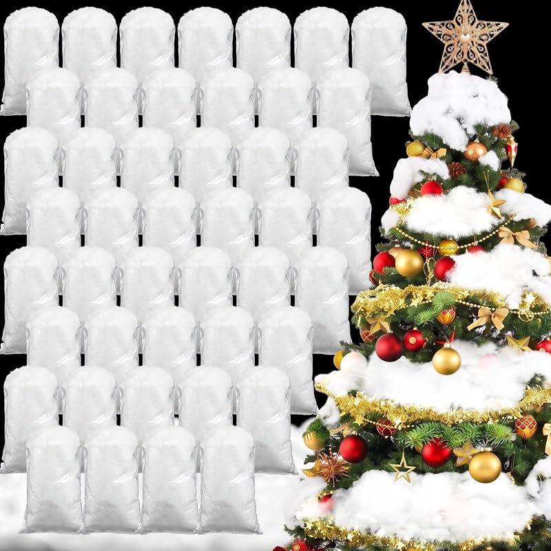 Jerify 72 Pack Christmas Fake Snow - Cotton-Like Fluffy Artificial Snow