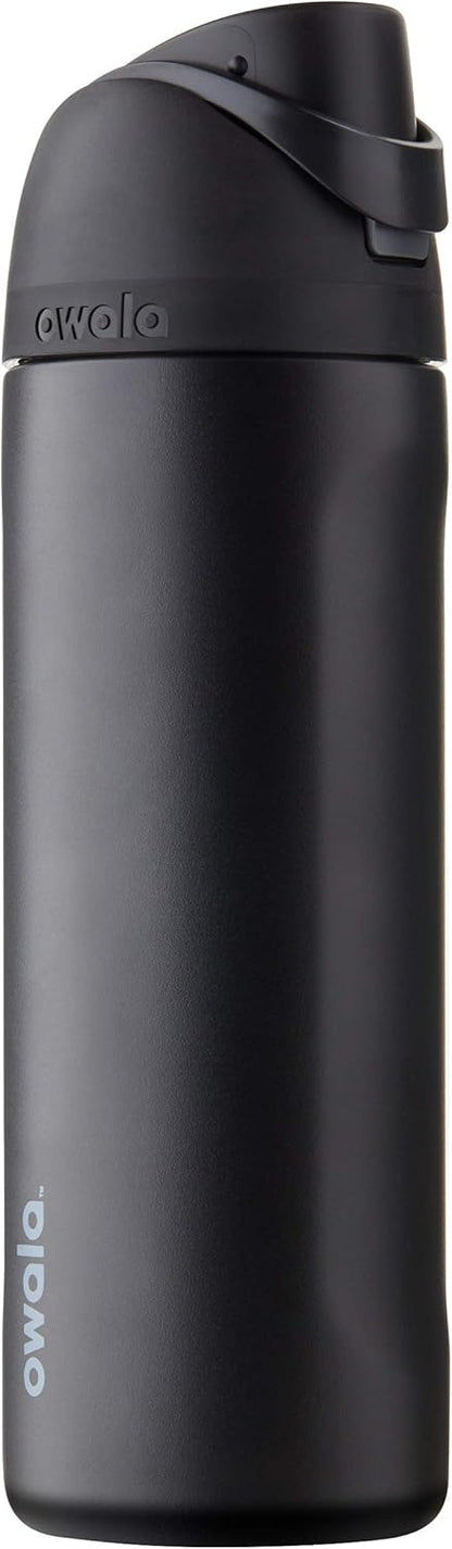 Owala FreeSip Insulated Stainless Steel Water Bottle - BPA-Free, 24 Oz, Ideal for Travel - Very Dark