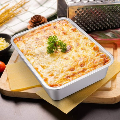 E-far Lasagna Pan Set - Deep Stainless Steel Baking Pans, Non-Toxic & Dishwasher Safe, 12.75 x 10 x 3.2 Inches