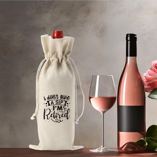 Funny Retirement Wine Bag Gift for Women Men, Retirement Party Decorations, I Don't Give a Sip I'm Retired