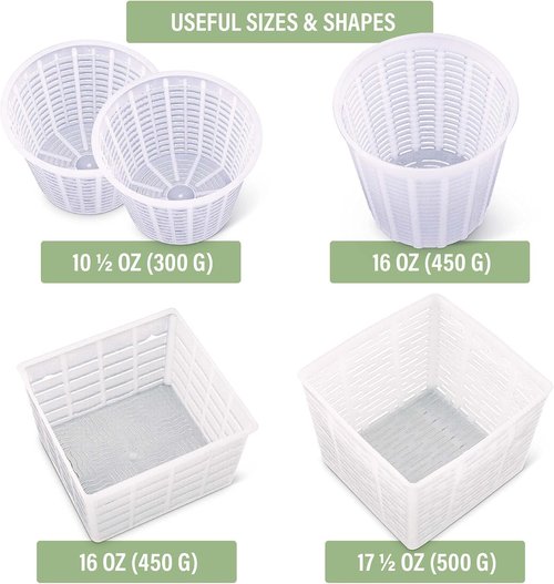 Cheesemaking Molds - Italian Ricotta Cheese Draining Baskets for Home Cheese Making