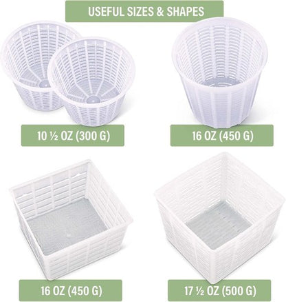 Cheesemaking Molds - Italian Ricotta Cheese Draining Baskets for Home Cheese Making