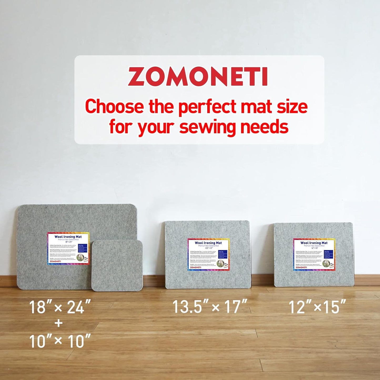 ZOMONETI Wool Pressing Mat - 18" x 14" 100% New Zealand Felted Wool Ironing Pad for Quilting & Sewing