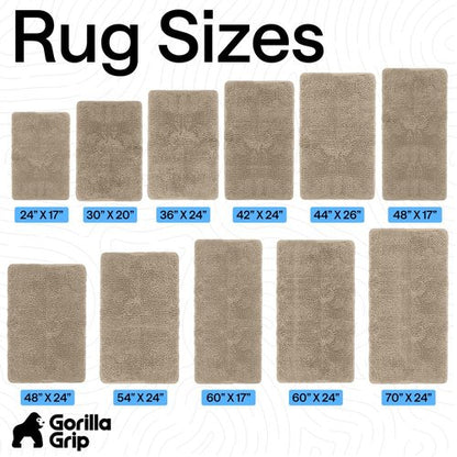 GORILLA GRIP Bath Rug Mat 60x24, Thick Absorbent Chenille, Quick Dry Microfiber Mats, Rubber Backing Washable Shower Floor Rugs, Bathmat Runner, US Designed Bathroom Home Decor Accessories Gray Beige