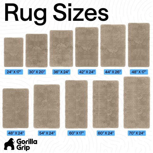 GORILLA GRIP Bath Rug Mat 30x20, Thick Soft Absorbent Chenille, Quick Dry Microfiber Mats, Rubber Backing Washable Shower Floor Rugs, US Designed Bathroom Bathmat Home Decor Accessories, Gray Beige