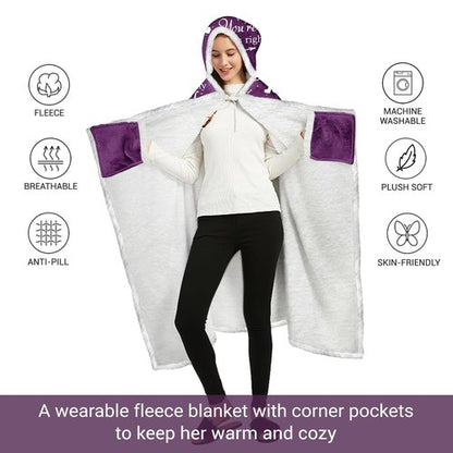 Wife Fleece Wearable Blanket Hoodie - Wife Gifts from Husband - Gifts for Wife for Christmas, Wife Birthday Gift Idea, Gifts for Her for Anniversary, Valentines Day Gifts for Her
