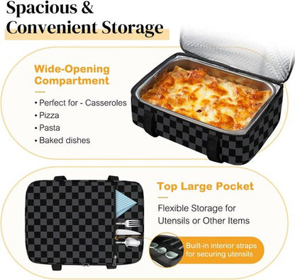 Coobiiya Insulated Casserole Carrier - Keeps Food Hot or Cold | Portable Tote Fits 9" x 13" Dish