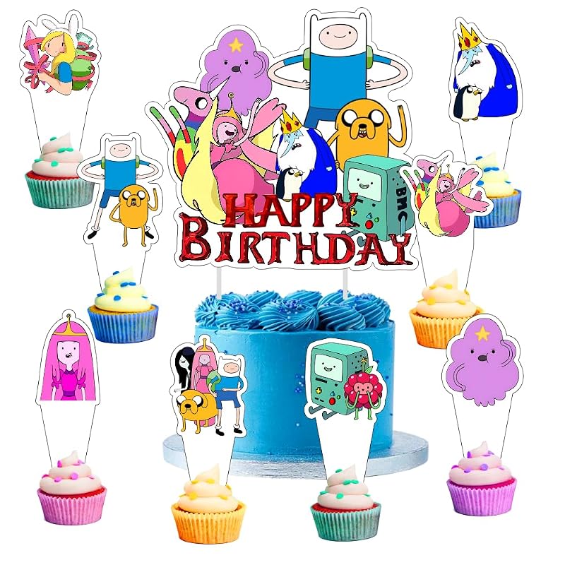 25 Pcs Adventure Cake Decorations with Cake Topper & Cupcake Toppers for Birthday Party