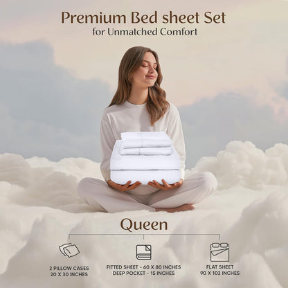 Utopia Bedding Queen Bed Sheet Set - Soft Brushed Microfiber - 4 Pieces, Fade & Shrinkage Resistant | White