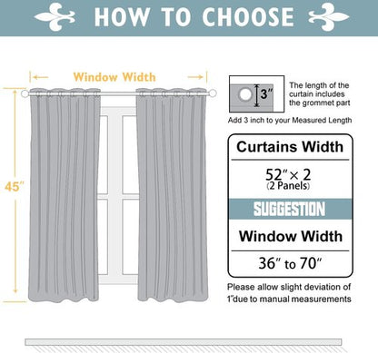 ChrisDowa Blackout Curtains - Thermal Insulated Room Darkening Panels, 52 x 45 Inch, Aqua (Set of 2)