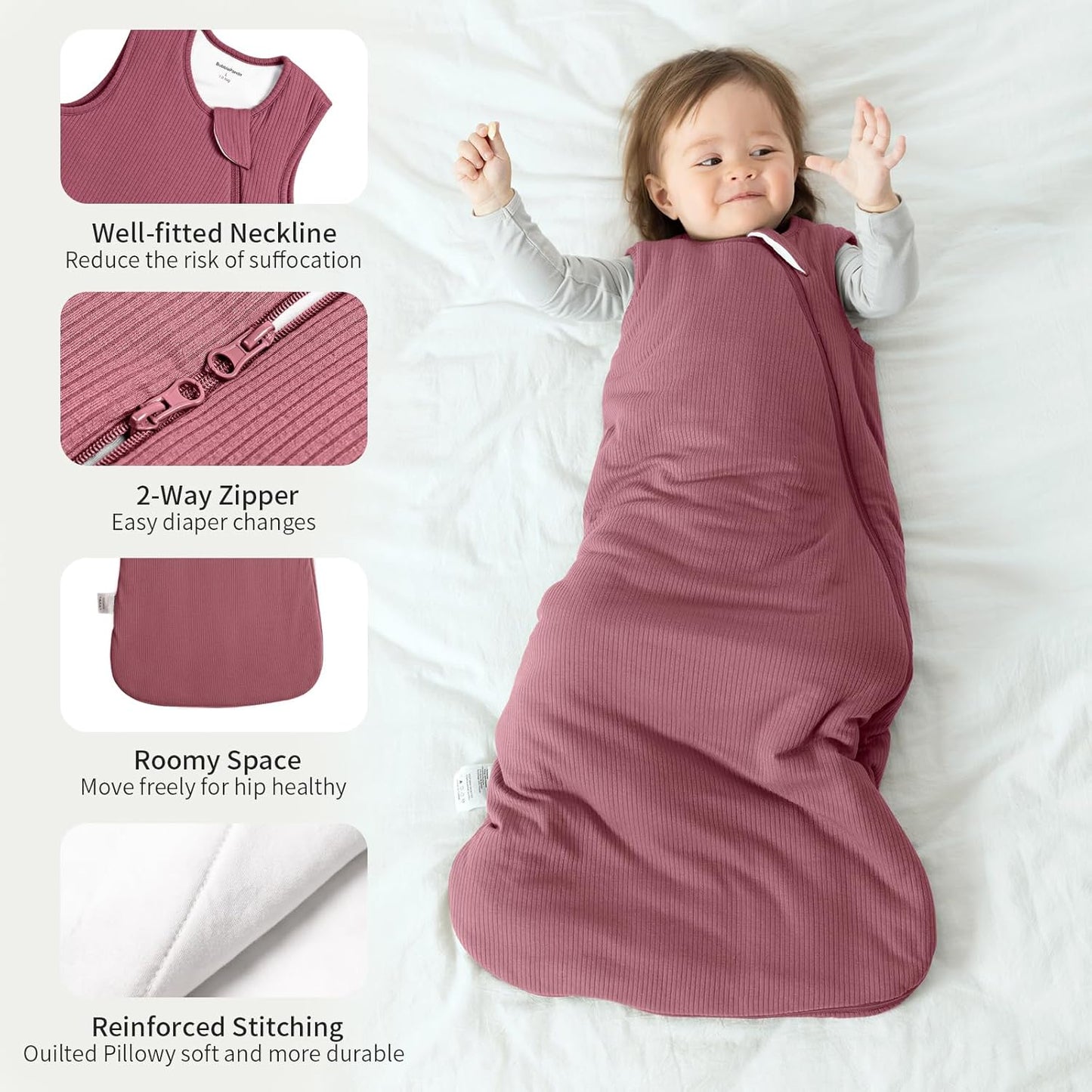 BubblePanda Bamboo Sleep Sack - Breathable 1.0 Tog Wearable Blanket for Newborns 0-6 Months