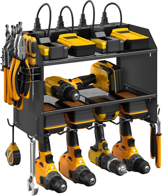CCCEI Modular Power Tool Organizer - Wall Mount Charging Station & Heavy Duty Rack | Black, 2 Pack