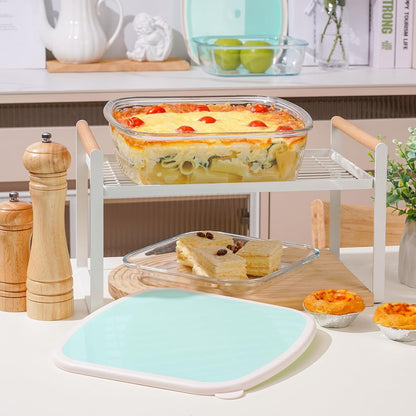 NUTRIUPS Glass Baking Dish - BPA-Free Lid & Square Design - Mint Green, 9 x 9 Inches