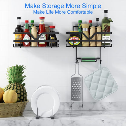 Skiennix Shower Caddy 3 Pack - Rustproof No Drill Organizer Shelves with Soap Dish & Hooks | Black