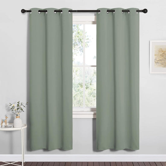 NICETOWN Blackout Curtain Panels - Thermal Insulated Draperies in Greyish Green | 34x72 Inch, 1 Pair