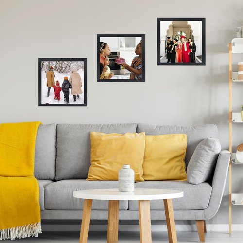 JCJMY 6x6 Picture Frame Black for Wall Hanging or Tabletop, Wall Mounting Horizontally or Vertically, 6 x 6 Square Wall Gallery Poster Photo Frame with Shatter Resistant Plexiglass, Black