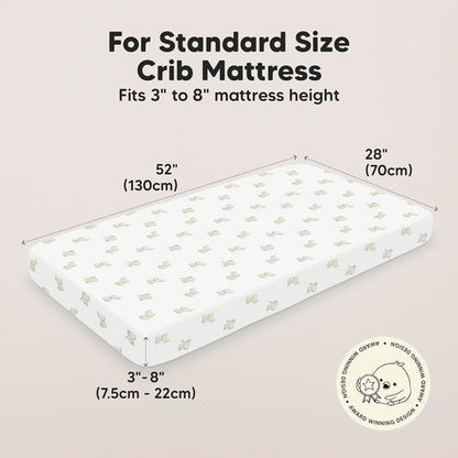 KeaBabies Baby Crib Sheets - Soft & Cozy 52x28 Viscose Bamboo Fitted Toddler Bed Sheets | 2-Pack Neutral Design