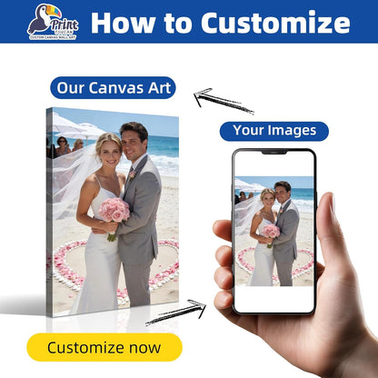 PrintToucan Custom Canvas Print - Personalized Photo Wall Art | 16x24 IN Customized Gift for Couples & Family Decor