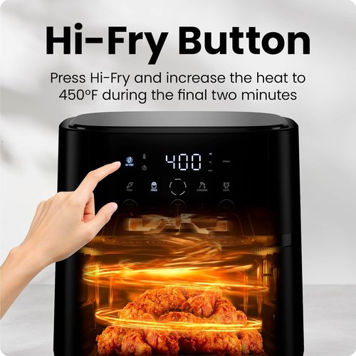 Chefman Air Fryer - 4 QT Compact Air Fryer with Hi-Fry Technology for Quick, Crispy Meals - Black