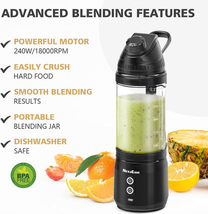 Portable Personal Blender - 24Oz Smoothie Maker with Sip Spout, USB-C Rechargeable | Ideal for Gym & Travel