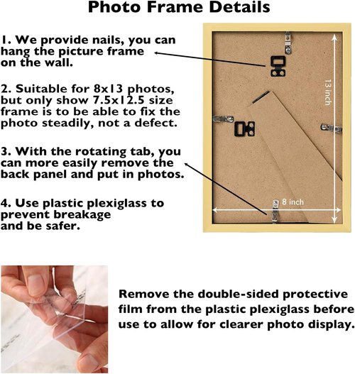 JCJMY 8x13 Gold Picture Frame - Versatile Wall or Tabletop Display with Shatter-Resistant Plexiglass