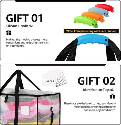 Heavy Duty Moving Bags by [Brand Name] - Extra Large Clear Storage Bins with Lids | 6 Pack for Clothes