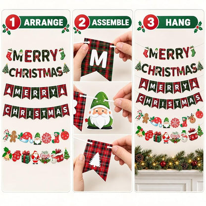 Christmas Banner 32pcs Red Green Merry Christmas Party Decor