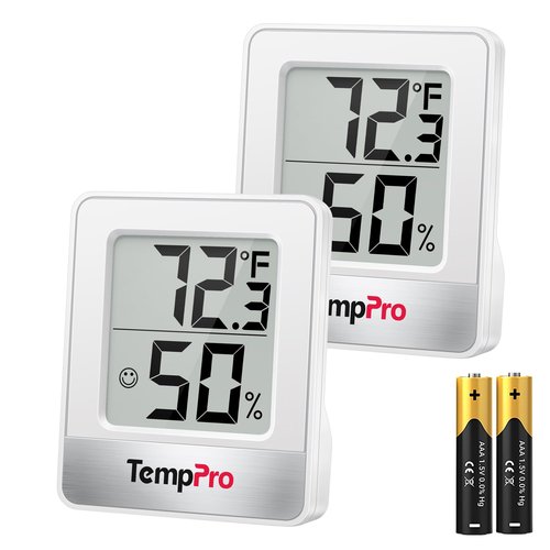 TempPro TP49 2 Pieces Digital Hygrometer Indoor Thermometer Humidity Meter Mini Hygrometer Thermometer with Temperature and Humidity Monitor Room Thermometer (Previously ThermoPro)