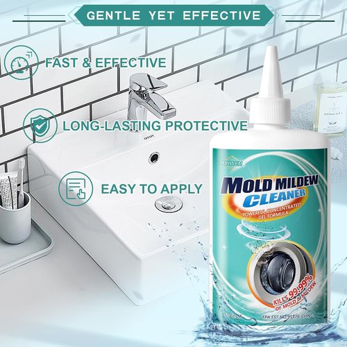 HIHWEM Mold Stain Remover Gel - Effective Washing Machine Seal Cleaner for Tiles & Grout | 10 Oz