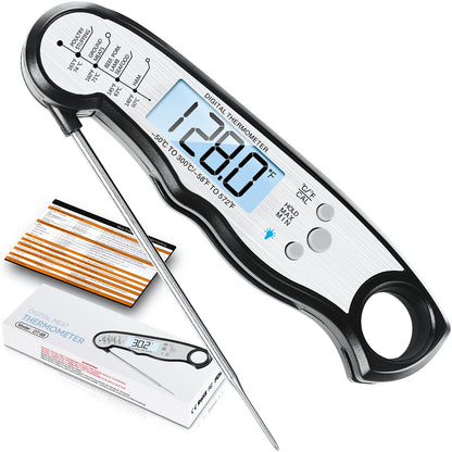 Skiennix Digital Meat Thermometer - Waterproof Instant Read Cooking Tool with Backlight & Calibration for BBQ, Beef, Turkey, Liquids