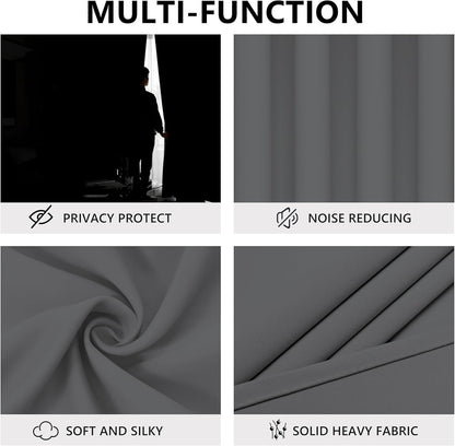 Tititex Solid Dark Grey Blackout Curtains - 84 Inch Long Thermal Insulated Drapes | 2 Panel Set for Bedroom & Living Room