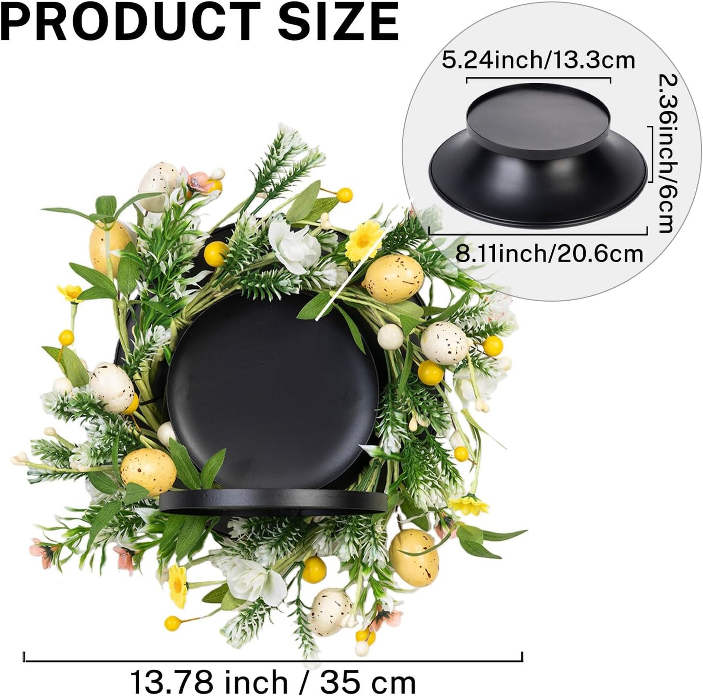 MOYEE Candle Holder Centerpiece - Black Metal Design with Artificial Flowers | 14-Inch Versatile Table Decor