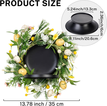 MOYEE Candle Holder Centerpiece - Black Metal Design with Artificial Flowers | 14-Inch Versatile Table Decor