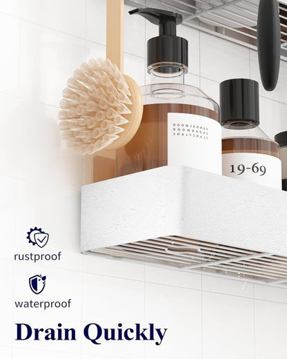 Kitsure Shower Caddy - Rustproof Adhesive Organizer for Bathroom Storage | 2 Pack, White, XX-Large