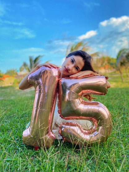 Rose Gold 40-Inch Number 15 Balloons | Big Foil Birthday Decorations for 15th Anniversary Parties