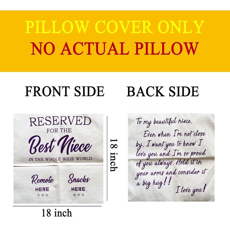 Niece Pillow Cover 18x18 Inch - Two Pocket Design, Gift for Niece (Variation: Niece) 2-Pocket Linen Throw Pillow Cover