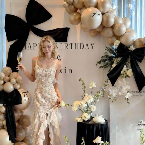 Black Bow Decor - 2 Pack Coquette Wall Backdrop | Large & Small Black Bows for Events & Celebrations
