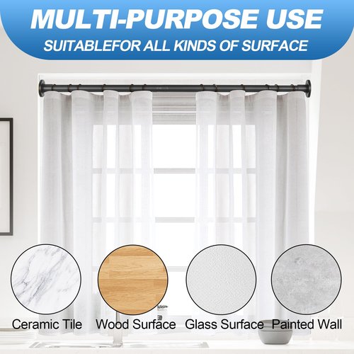 CorkLatta Black Shower Curtain Rod 31 to 80 Inch,1 Inch Diameter Adjustable Spring Tension Stainless Steel Telescoping Rod,Easy Install,No Rust