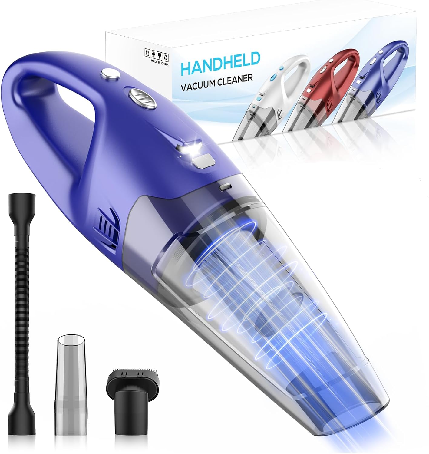 YOOHI Handheld Vacuum - Cordless Rechargeable Mini Vacuum with 6000Pa Suction | LED Light, 20-25 Min Runtime, 500ML Cup
