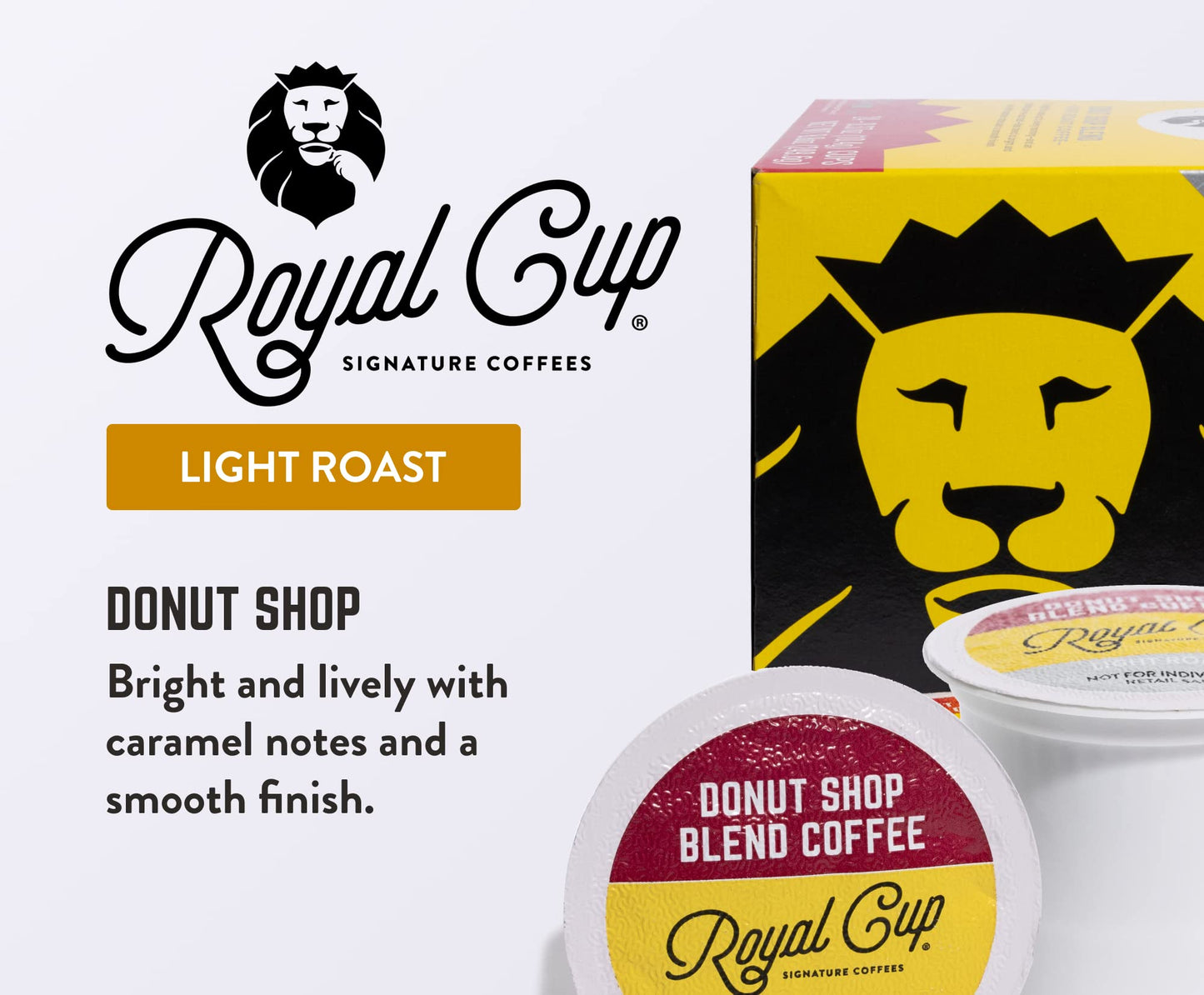 ROYAL CUP SIGNATURE COFFEE - Donut Shop Blend Light Roast Single-Serve Capsules - 24 Pack