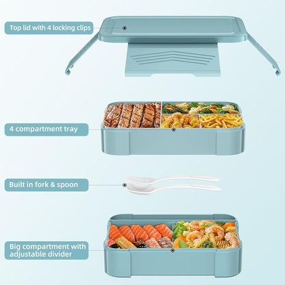 Cherrysea Stackable Bento Box - Large 6-Compartment Lunch Container | Leakproof Pink Design, 1500ML