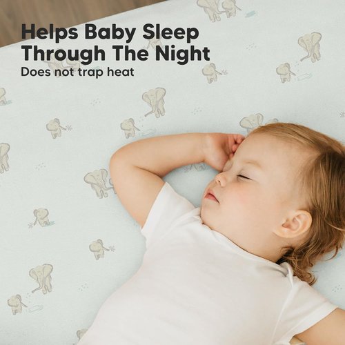 Elly Mini Crib Sheets - 2-Pack Fitted Organic Cotton Playard Bedding, Soft & Breathable 38x26