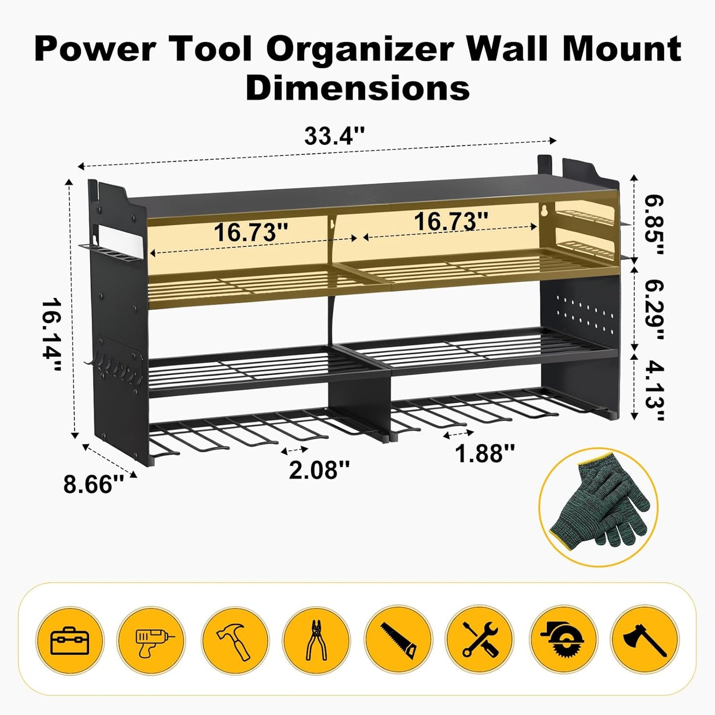 Oviitech Power Tool Organizer - Heavy-Duty Wall Mount with 8 Drill Holders | 400lbs Capacity, Black