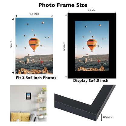 JCJMY 3.5x5 Picture Frame Black for Wall or Tabletop, 3.5 x 5 Wall Gallery Poster Photo Frame with Shatter Resistant Plexiglass, Black