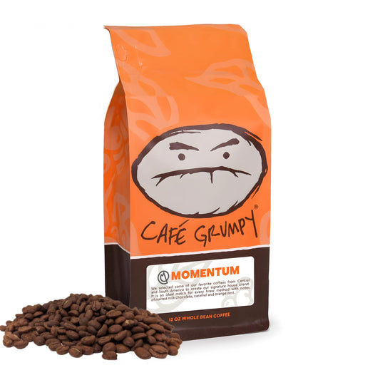 Café Grumpy Coffee Momentum Blend Whole Arabica Beans, 12oz Bag, Medium Roast, Drip, French Press, Pour Over, Cold Brew (Whole Beans)