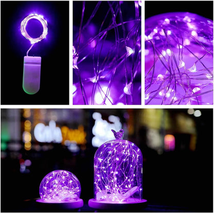 VOOKRY 30 LED Fairy Lights - 10 ft Purple Battery Operated Waterproof String Lights for Weddings & Parties