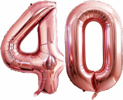 GOER 40 Inch Jumbo Rose Gold Foil Balloons - Perfect for 40th Birthday & Anniversary Celebrations