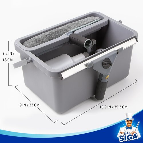 MR.SIGA Window Cleaning Kit with Storage Caddy, Professional Window Washing Equipment, Multi-Purpose Household Cleaning Supplies Kit